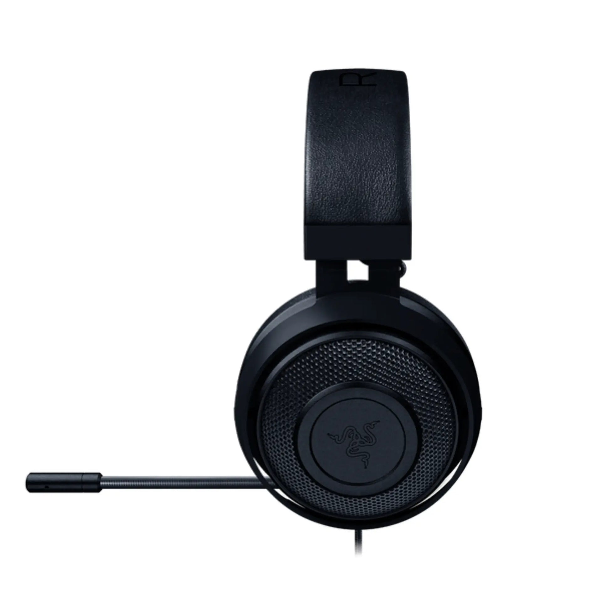 Das Bild zeigt das Razer Kraken Pro V2 Gaming-Headset in Schwarz aus der Seitenansicht. 
