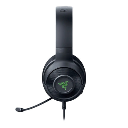 Seitenansicht Razer Kraken X Gaming Headset für leichten Tragekomfort und klaren Sound.