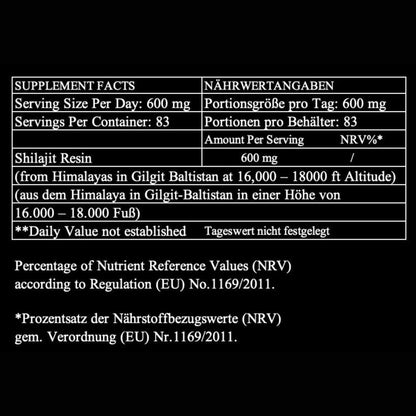 Original Resin Shilajit Himalaya Harz 100 % Rein Vegan Ohne Zusatzstoffe ESFA Laborgeprüft in Deutschland 50g