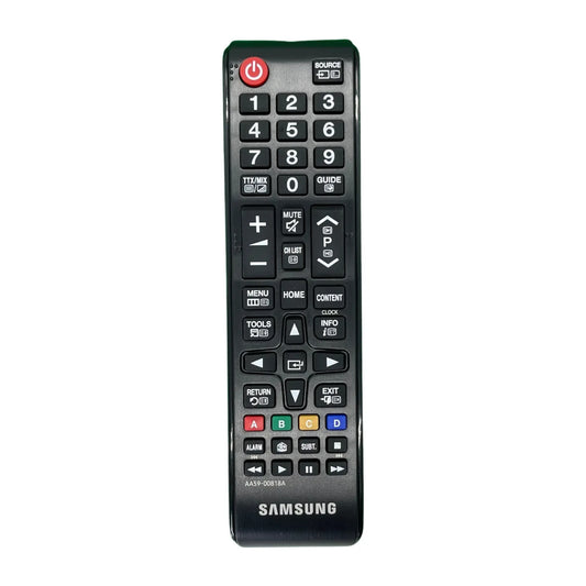 Das Bild zeigt die Samsung AA59-00818A Fernbedienung aus der Frontansicht. 