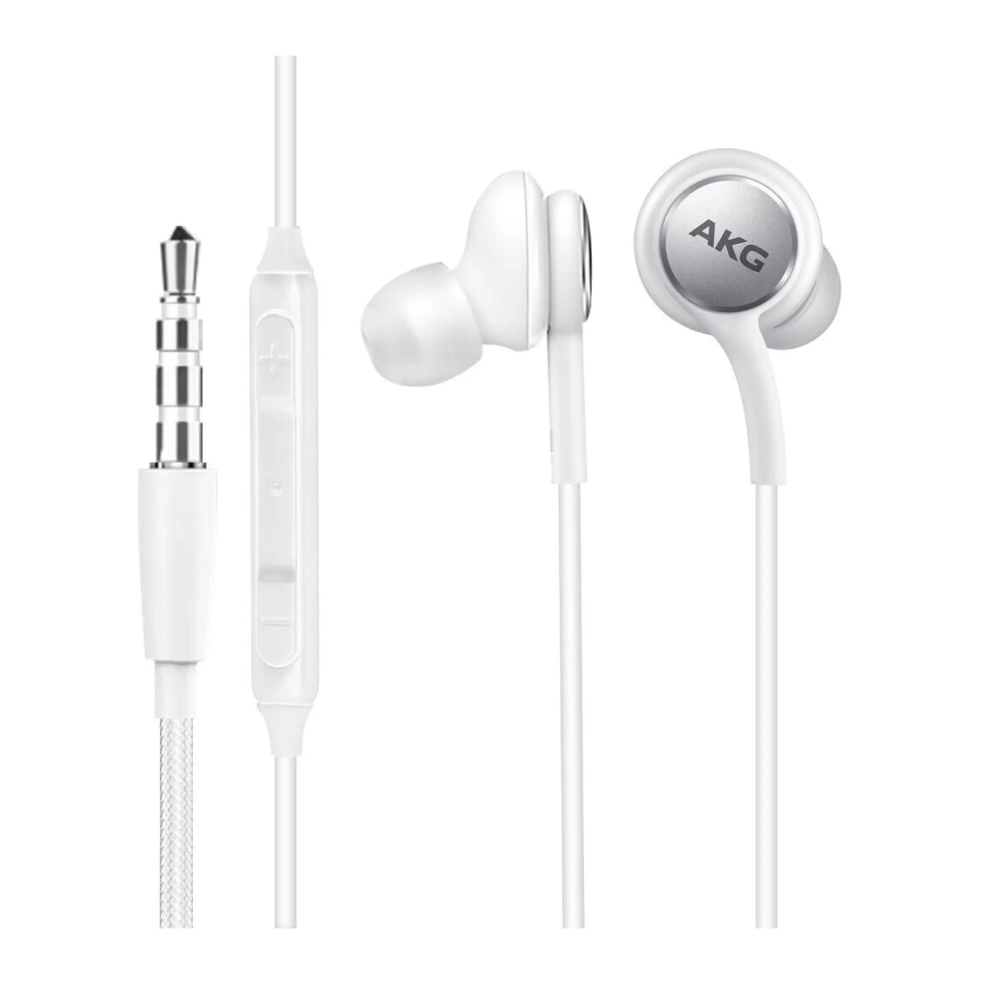 Das Bild zeigt die Samsung AKG EO-IG955 In-Ear-Kopfhörer in Weiß aus der Schrägansicht.