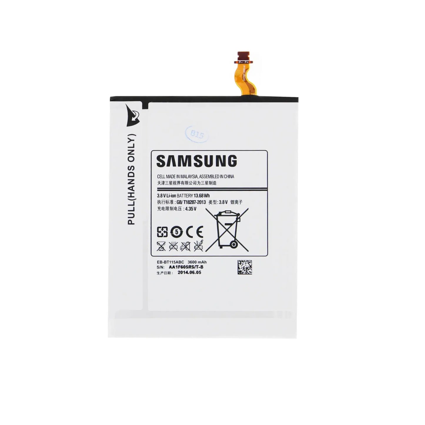 Auf diesem Produktbild wird der Samsung Akku EB-BC115BE Li-Ion 3.8 Volt 3600 mAh abgebildet.