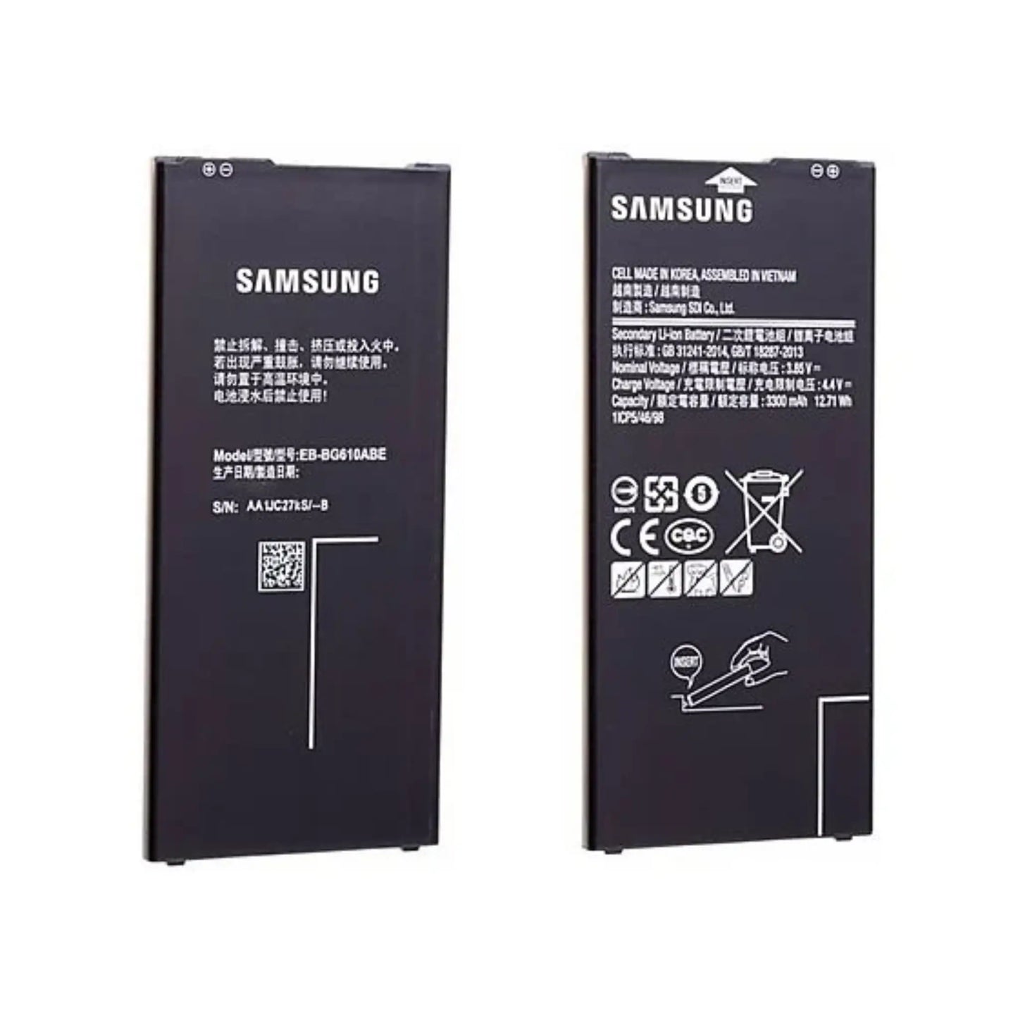 Auf diesem Produktbild wird der Samsung Akku E​B-BG610BEE Li-Ion 3.85 Volt 3300 mAh abgebildet.