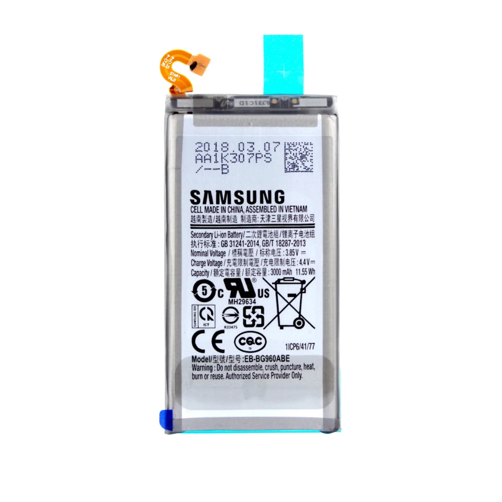 Auf diesem Produktbild wird der Samsung Akku EB-BG960 Li-ion 3.85 Volt 3000 mAh abgebildet.