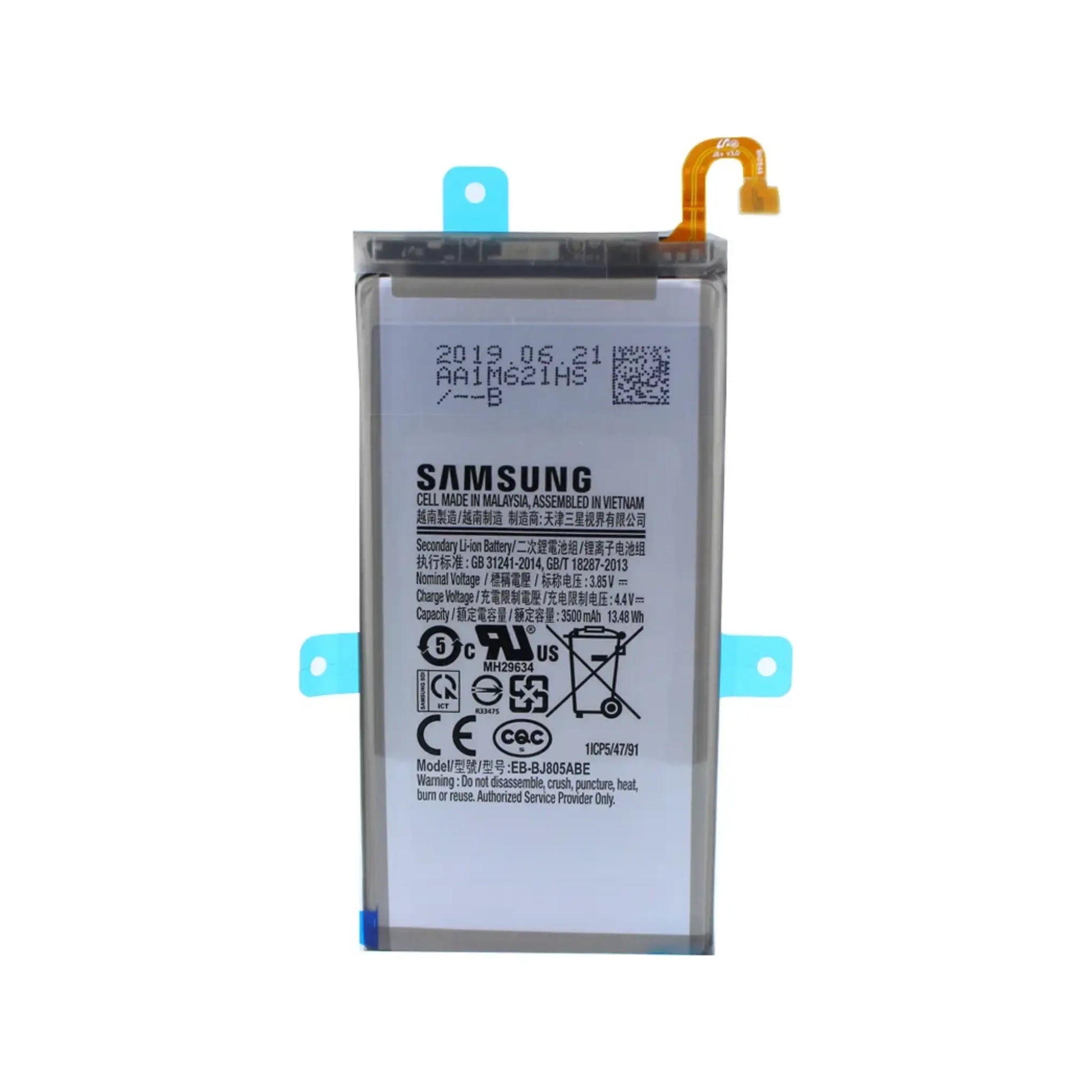 Auf diesem Produktbild wird der Samsung Akku EB-BJ805ABE Li-Ion 3.85 Volt 3500 mAh abgebildet.