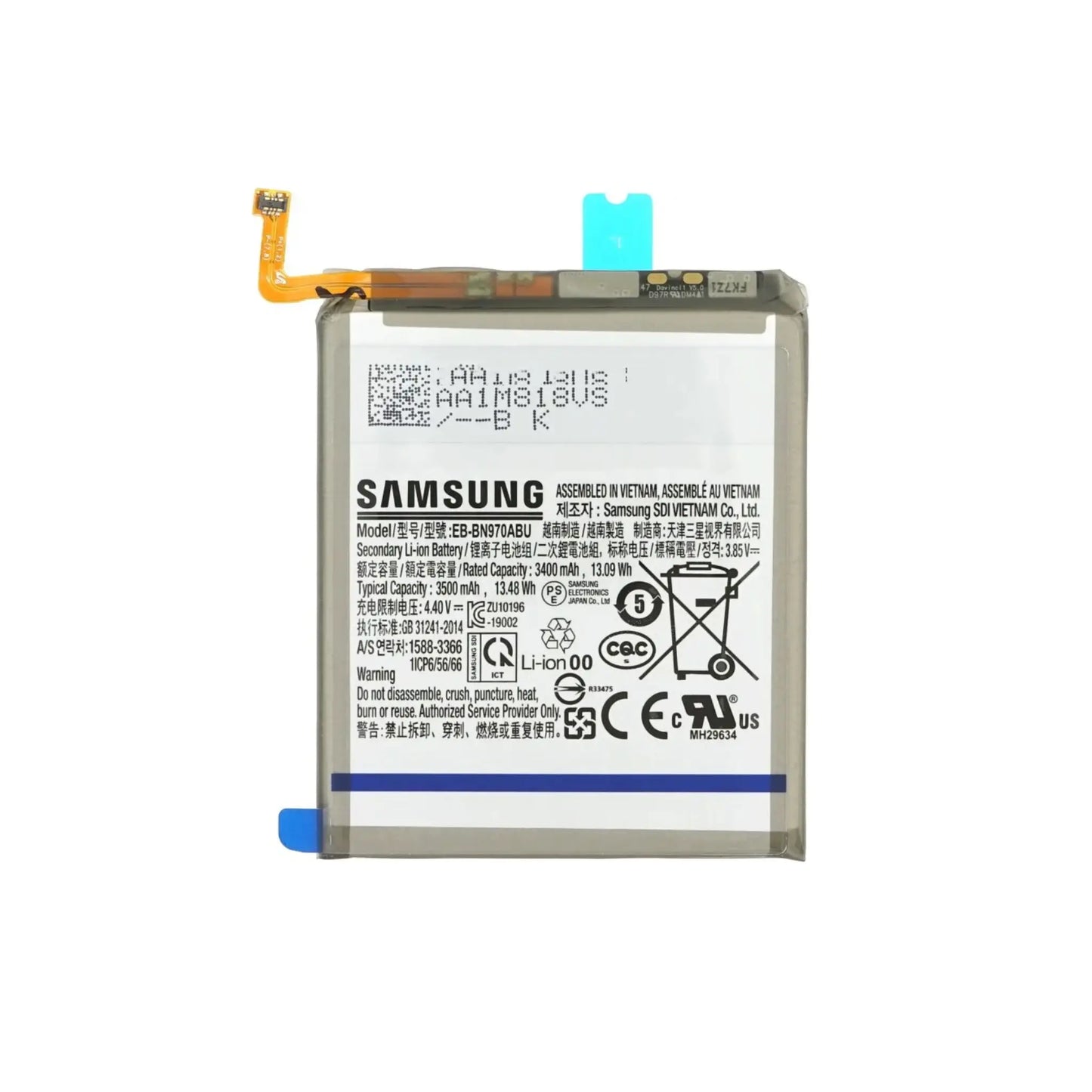 Auf diesem Produktbild wird der Samsung Akku EB-BN970ABU Li-Ion 3.85 Volt 3500 mAh abgebildet.