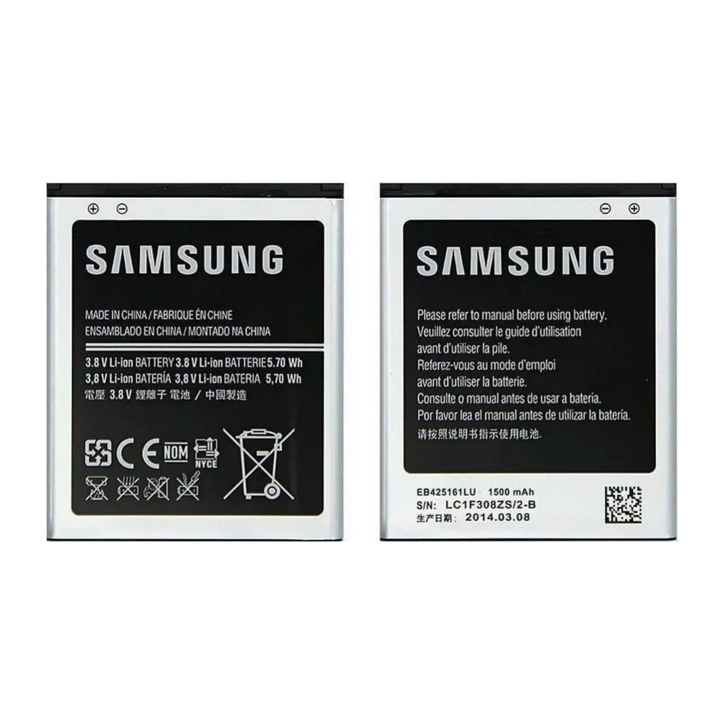 Auf diesem Produktbild wird der Samsung Akku EB425161LU Li-Ion 3.85 Volt 1500 mAh abgebildet.
