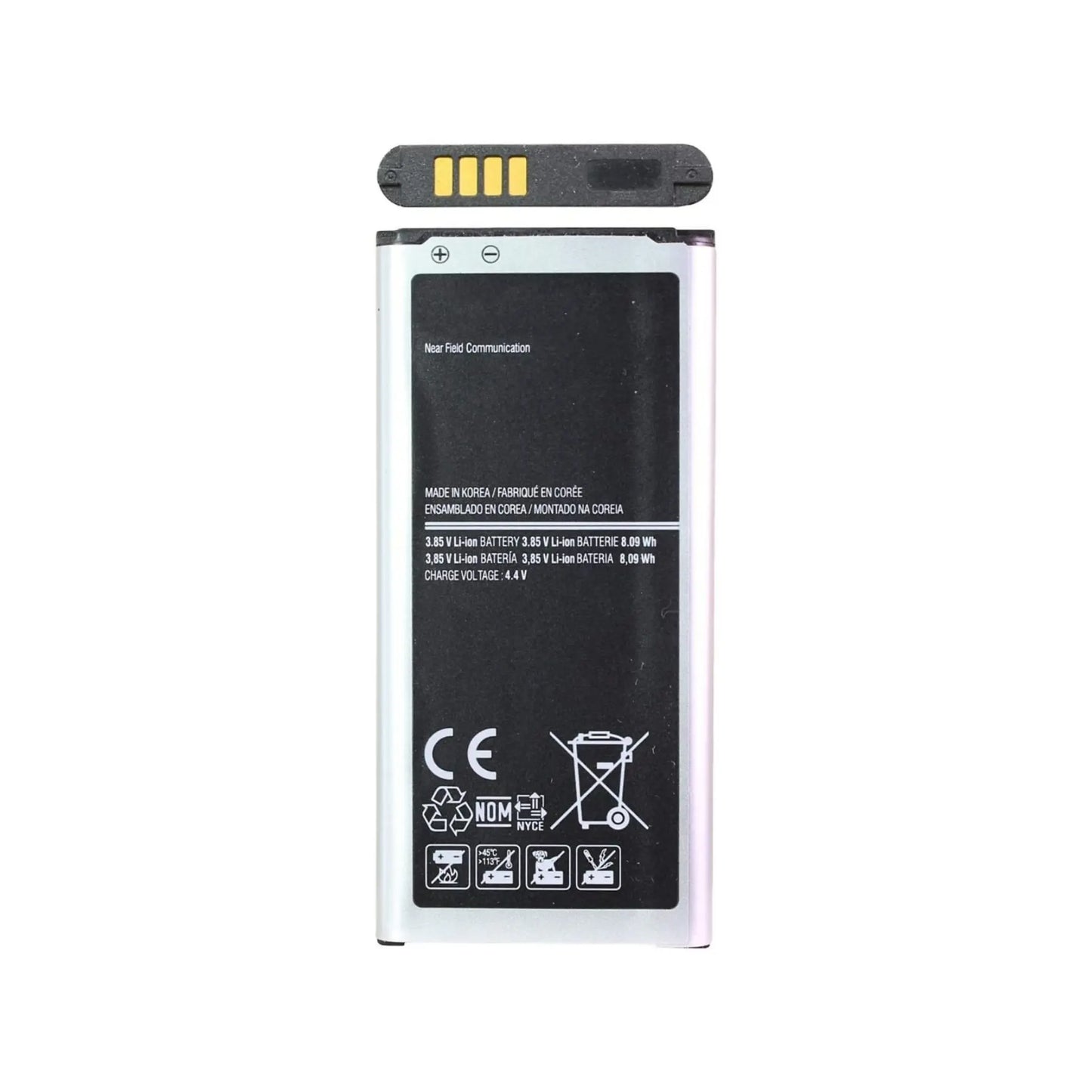 Das Bild zeigt den Samsung Akku EB-BG800BBE Li-Ion mit 3,85 Volt und 2100 mAh.