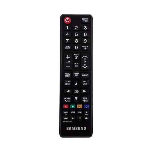 Das Bild zeigt die Samsung BN59-01199G Fernbedienung aus der Frontansicht. 