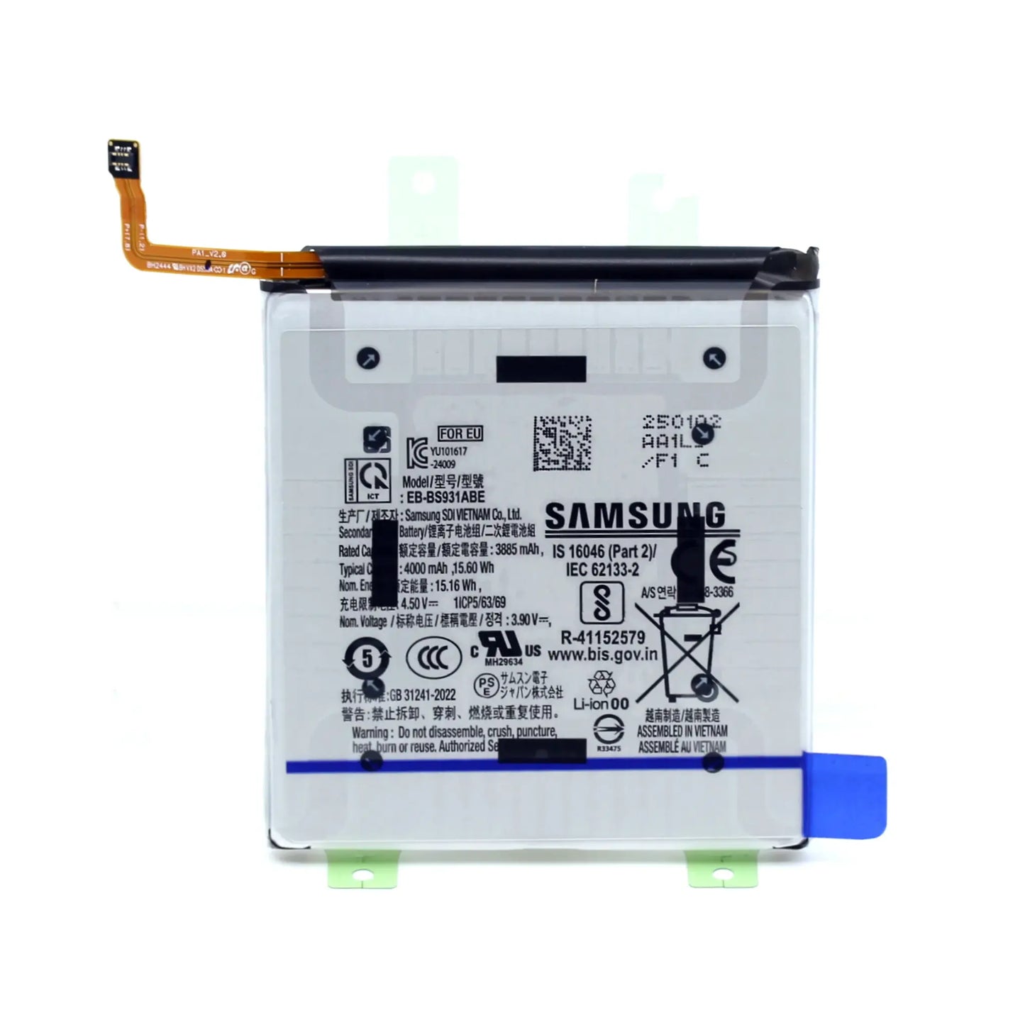 Das Bild zeigt den Samsung Akku EB-BS931ABY Li-Ion mit 4.50 Volt und 4000 mAh.