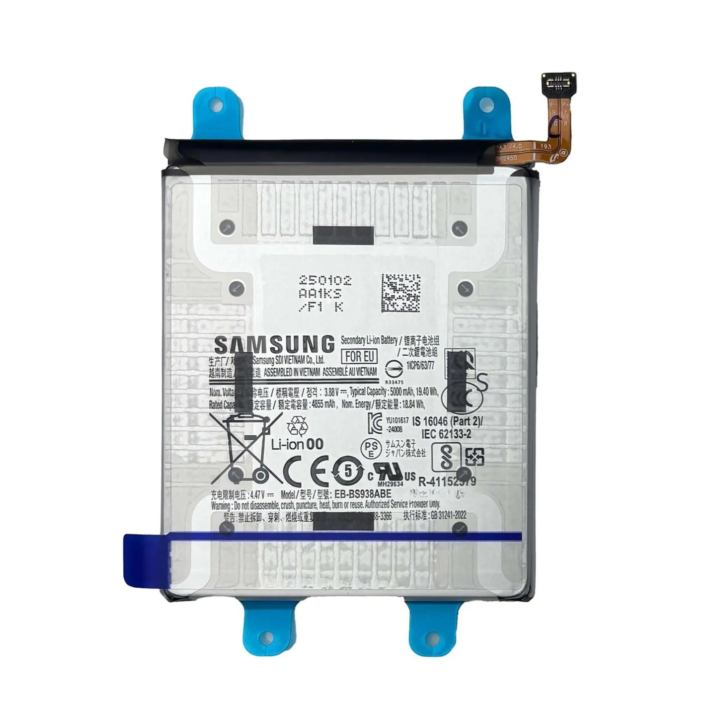 Das Bild zeigt den Samsung Akku EB-BS938ABY Li-Ion mit 3.88 Volt und 5000 mAh.