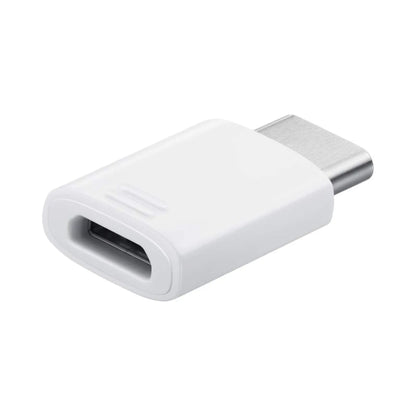 Das Bild zeigt den Samsung EE-GN930 Adapter – USB-C auf Micro-USB Konverter in kompakter Bauform für Laden und Synchronisieren. Die Ansicht zeigt die Micro-USB Verbindung.