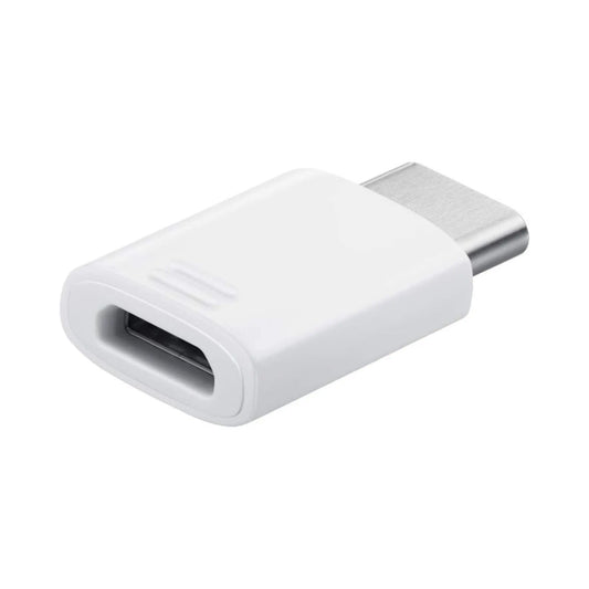 Das Bild zeigt den Samsung EE-GN930 Adapter – USB-C auf Micro-USB Konverter in kompakter Bauform für Laden und Synchronisieren. Die Ansicht zeigt die Micro-USB Verbindung.