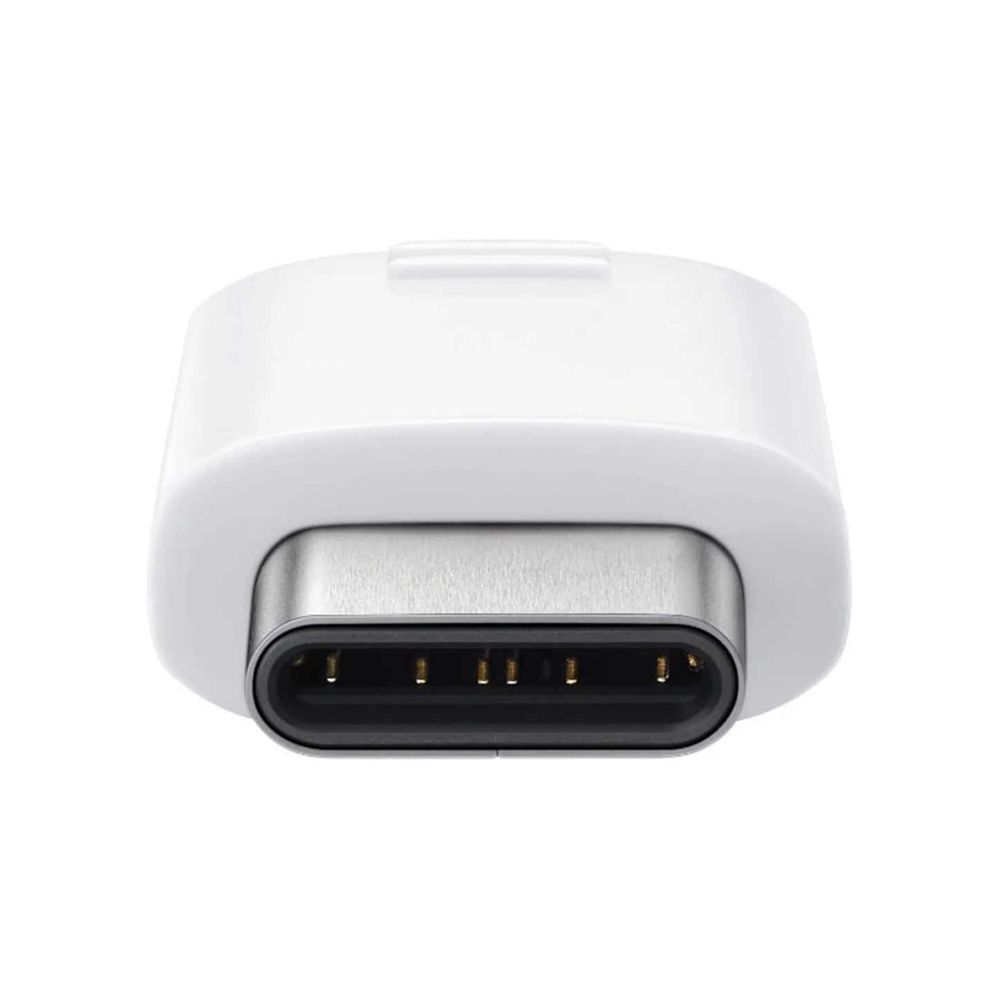 Das Bild zeigt den Samsung EE-GN930 Adapter – USB-C auf Micro-USB Konverter in kompakter Bauform für Laden und Synchronisieren. Die Ansicht zeigt die USB-C Verbindung.