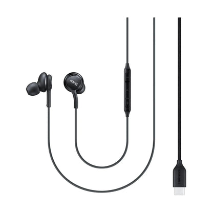 Das Bild zeigt die Samsung EO‑IC100 In‑Ear‑Kopfhörer in Schwarz aus der Frontansicht.