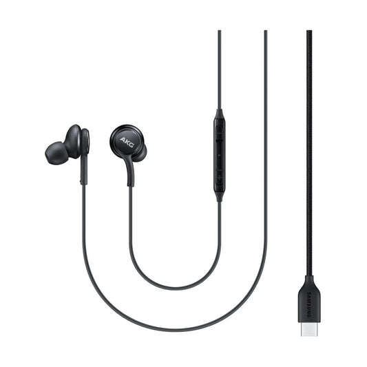 Das Bild zeigt die Samsung EO‑IC100 In‑Ear‑Kopfhörer in Schwarz aus der Frontansicht.