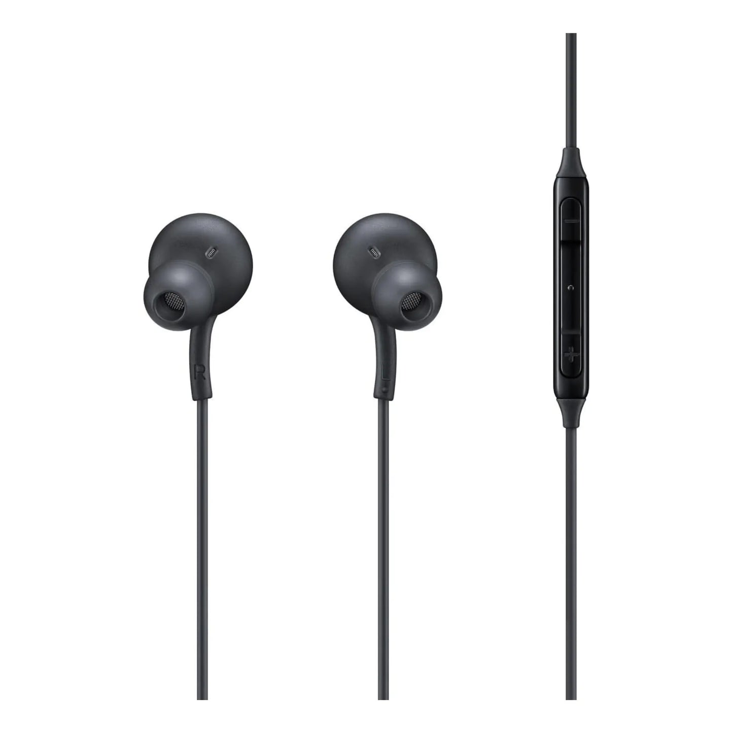 Das Bild zeigt die Samsung EO‑IC100 In‑Ear‑Kopfhörer in Schwarz aus der Seitenansicht.