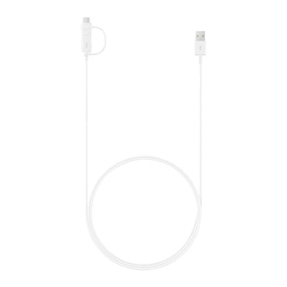 Samsung EP-DG930 2-in-1-Datenkabel in Weiß mit USB-A auf Micro-USB und USB-C Anschluss.