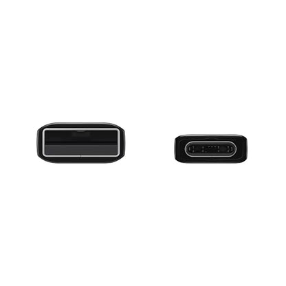 Das Bild zeigt das Samsung EP‑DG930 IBEGWW Ladekabel in Schwarz – 2‑in‑1-Kabel für Micro‑USB und USB‑C. Das Kabel wird in der Detailansicht angezeigt.