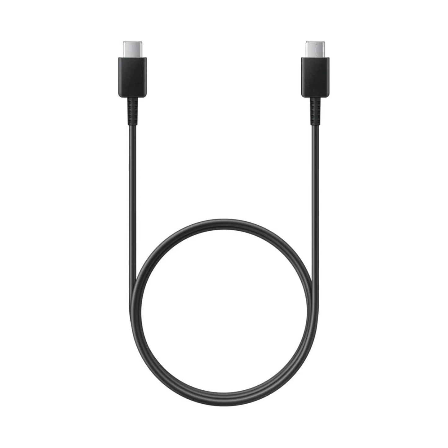 Das Bild zeigt das Samsung EP-DN970 Datenkabel in Schwarz aus der Frontansicht.