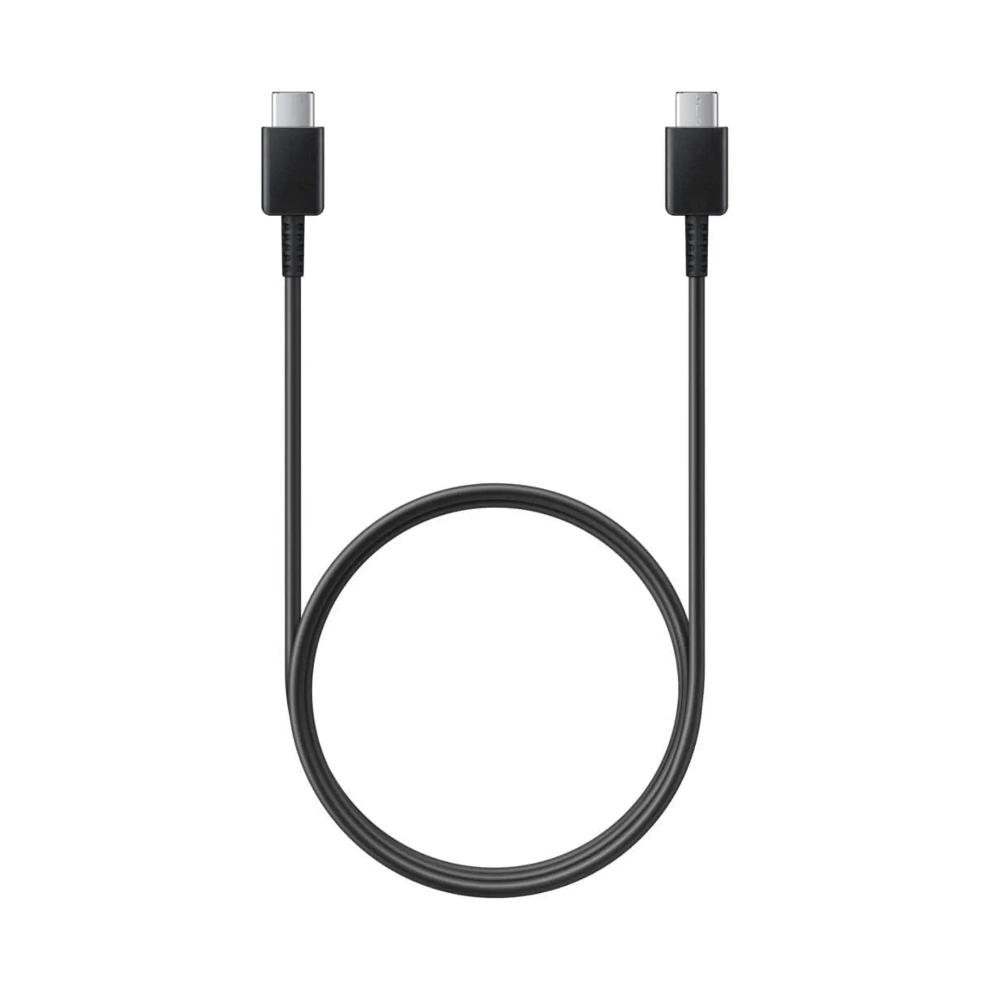 Das Bild zeigt das Samsung EP-DN970 Datenkabel in Schwarz aus der Frontansicht.