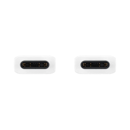 Das Bild zeigt das Samsung EP-DN970 Datenkabel in Weiß. Die Ansicht zeigt beide USB-C Verbindungen. 