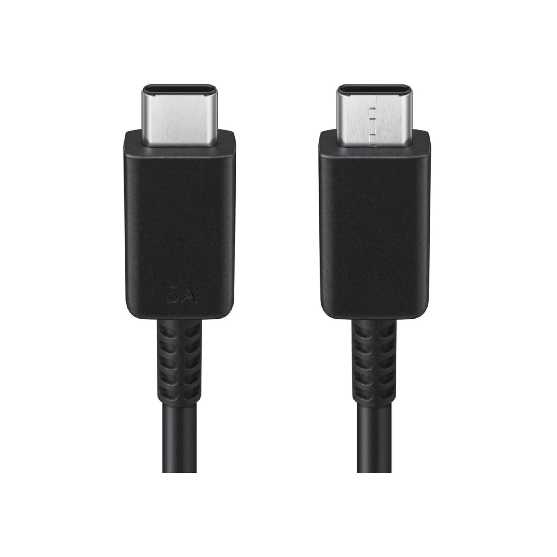 Das Bild zeigt das Samsung EP‑DN975 Datenkabel in Schwarz aus der Frontansicht. Es werden zwei USB-C Verbindungen abgebildet.