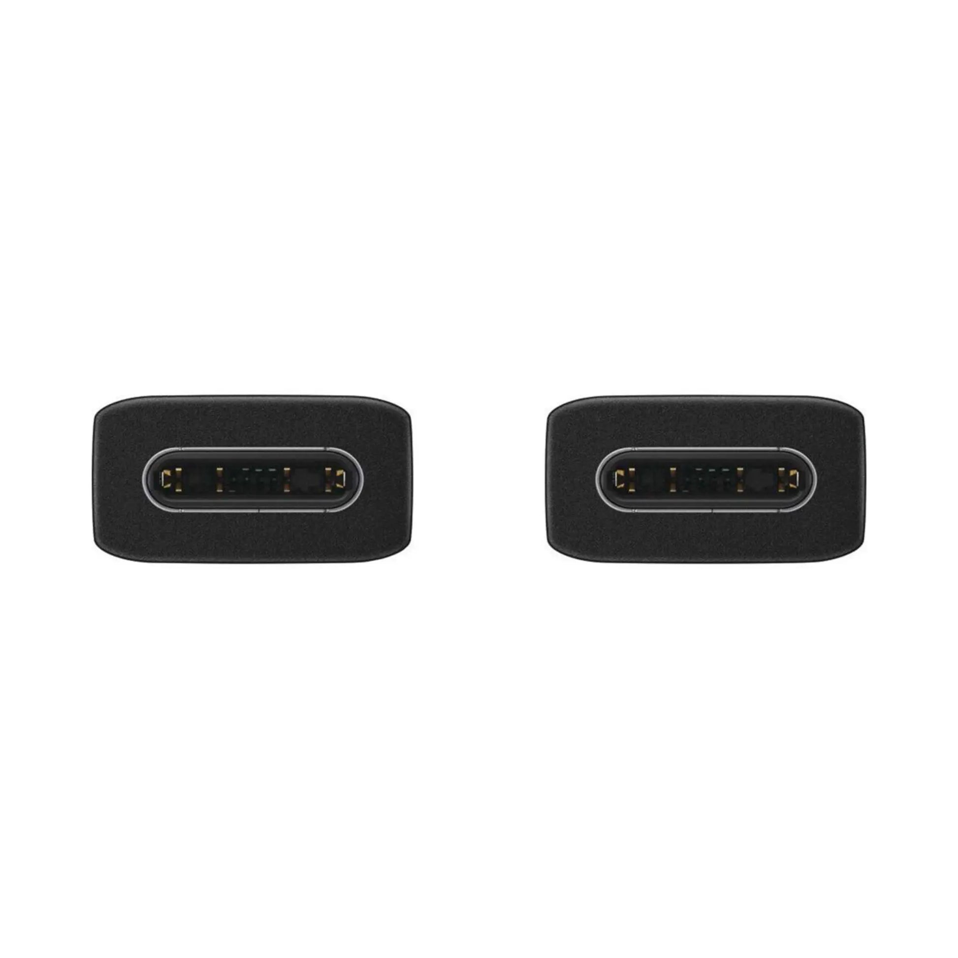 Das Bild zeigt das Samsung EP‑DN975 Datenkabel in Schwarz aus der Detailansicht. Es werden zwei USB-C Verbindungen abgebildet.