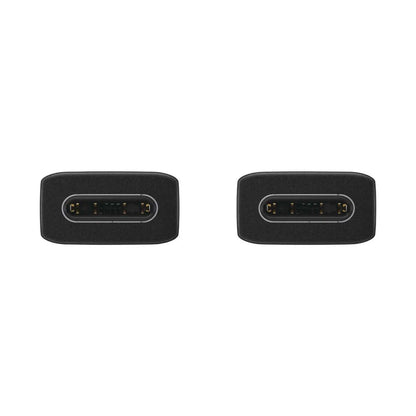 Das Bild zeigt das Samsung EP‑DN975 Datenkabel in Schwarz aus der Detailansicht. Es werden zwei USB-C Verbindungen abgebildet.