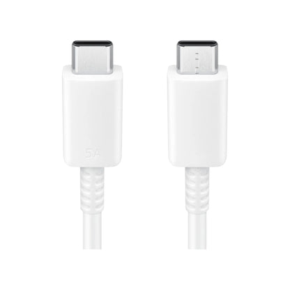 Das Bild zeigt das Samsung EP‑DN975 Datenkabel in Weiß aus der Frontansicht. Es werden zwei USB-C Verbindungen abgebildet.