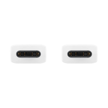 Das Bild zeigt das Samsung EP‑DN975 Datenkabel in Weiß aus der Detailansicht. Es werden zwei USB-C Verbindungen abgebildet.