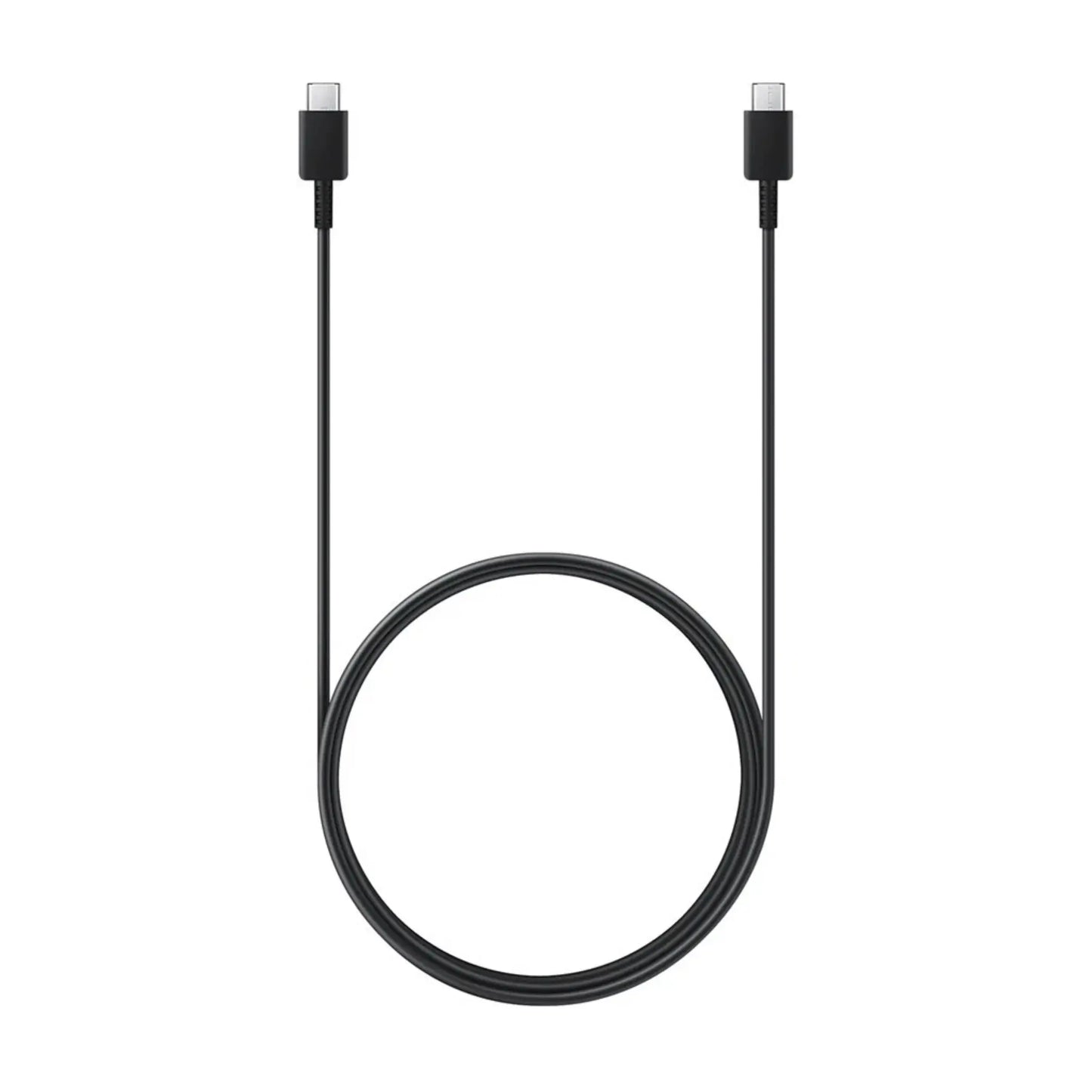 Das Bild zeigt das Samsung EP-DX310 Datenkabel USB-C in Schwarz aus der Frontansicht.