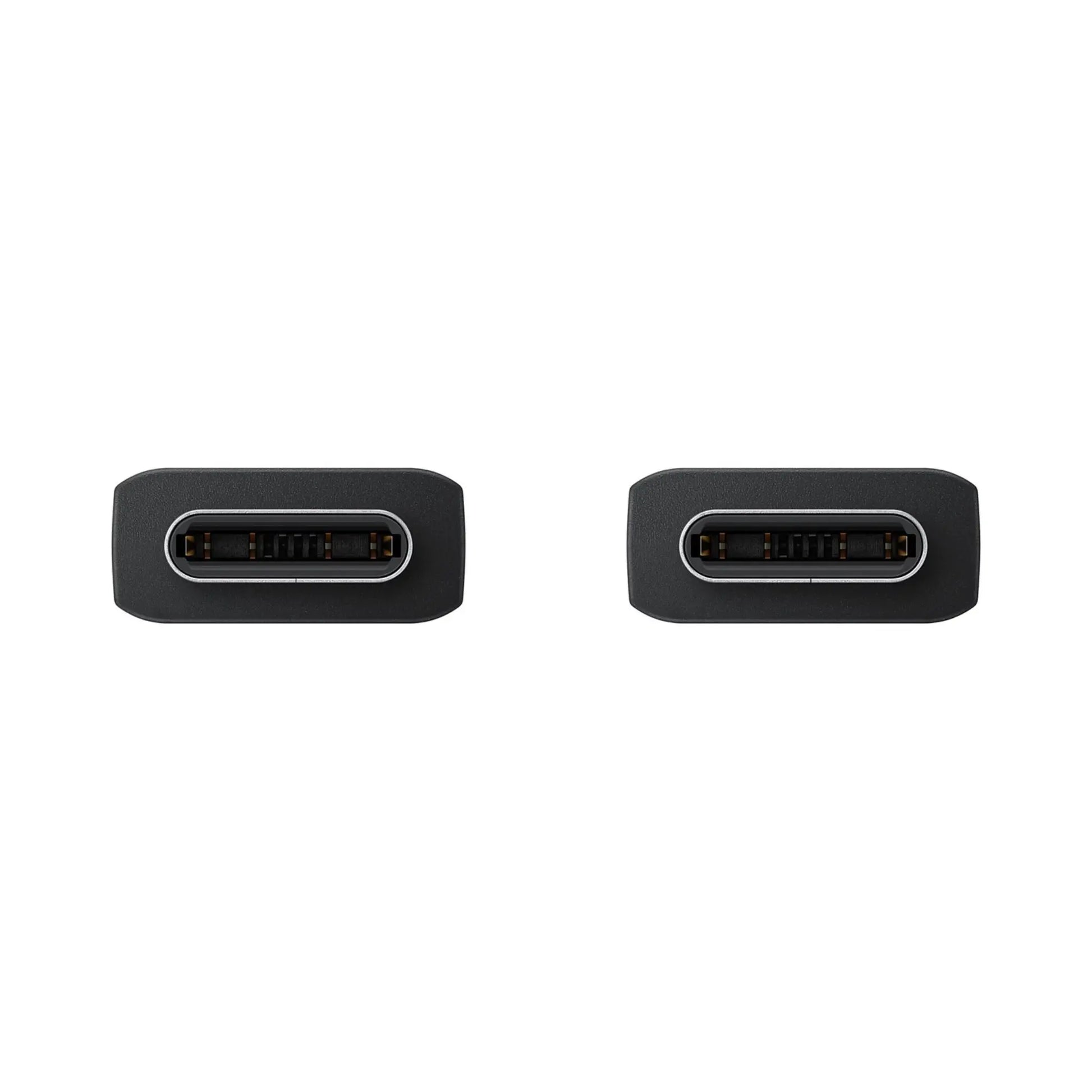 Das Bild zeigt das Samsung EP-DX310 Datenkabel USB-C in Schwarz aus der Detailansicht. Es sind beide USB-C Steckerverbindungen zu sehen. 