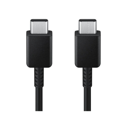 Das Bild zeigt das Samsung EP-DX310 Datenkabel USB-C in Schwarz aus der Nahansicht.