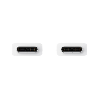 Das Bild zeigt das Samsung EP-DX310 Datenkabel USB-C in Weiß aus der Detailansicht. Es sind beide USB-C Steckerverbindungen zu sehen. 