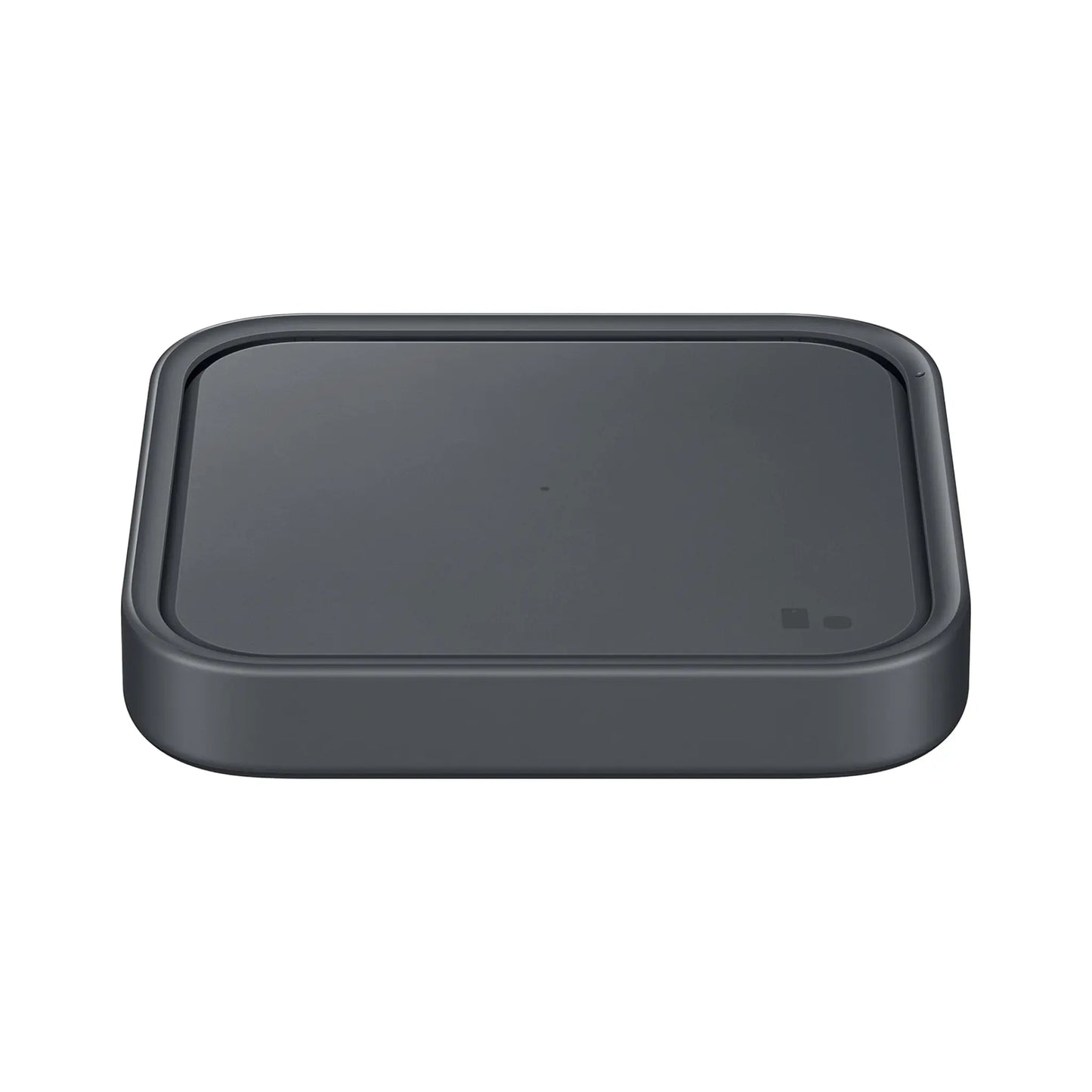 Das Bild zeigt das Samsung EP-P2400T Wireless Charger Pad in Schwarz aus der Frontansicht.