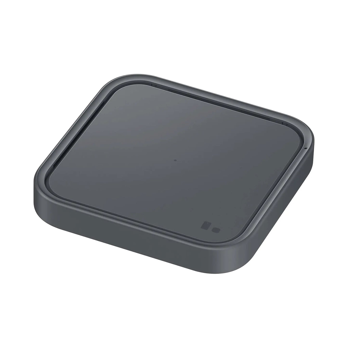 Das Bild zeigt das Samsung EP-P2400T Wireless Charger Pad in Schwarz aus der Seitenansicht.