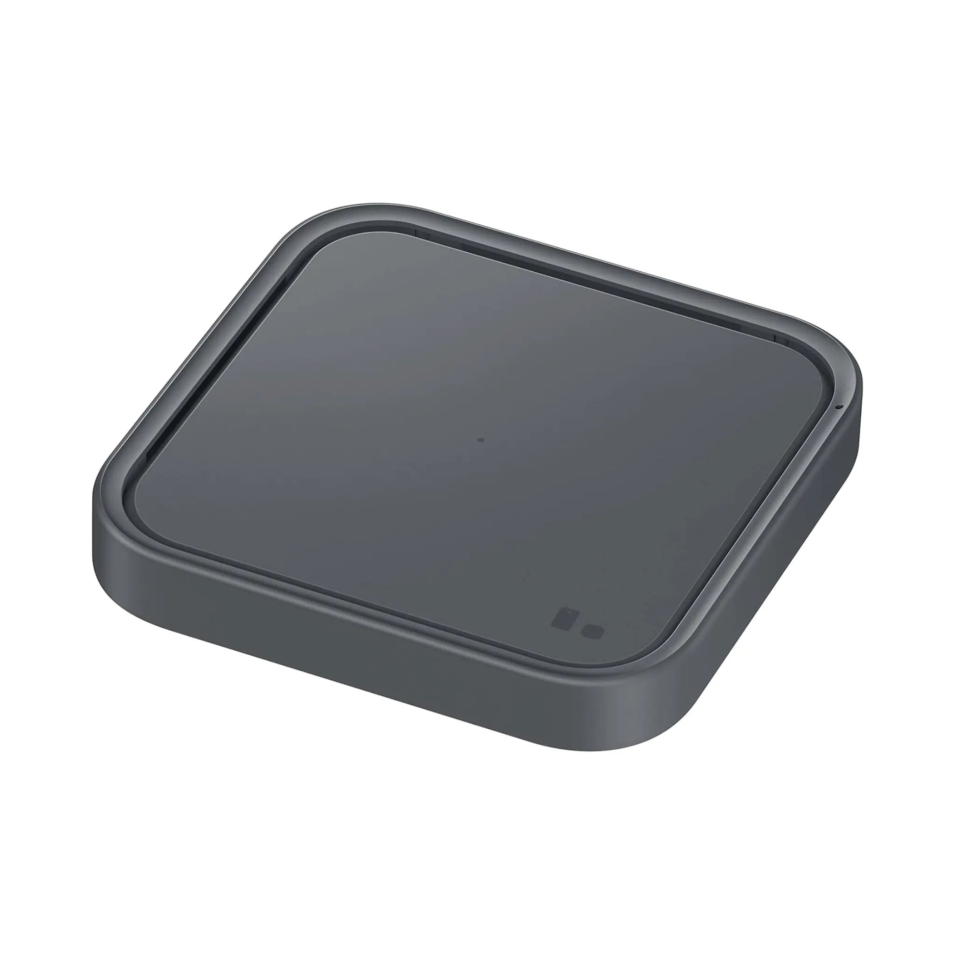 Das Bild zeigt das Samsung EP-P2400T Wireless Charger Pad in Schwarz aus der Seitenansicht.