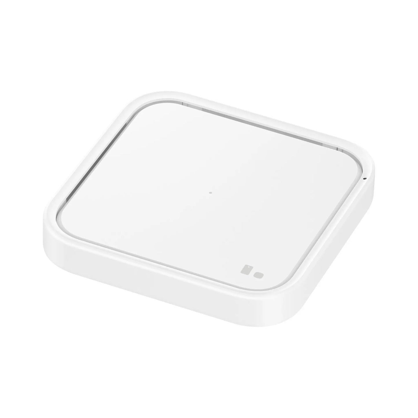 Das Bild zeigt das Samsung EP-P2400T Wireless Charger Pad in Weiß aus der Seitenansicht.