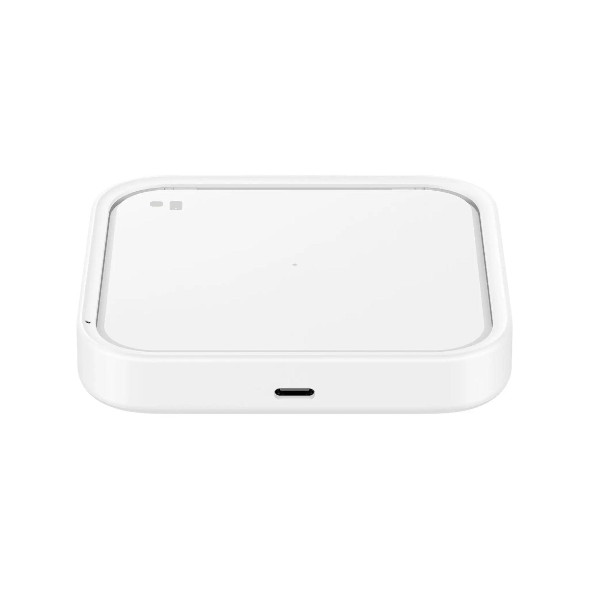 Das Bild zeigt das Samsung EP-P2400T Wireless Charger Pad in Weiß aus der Frontansicht.