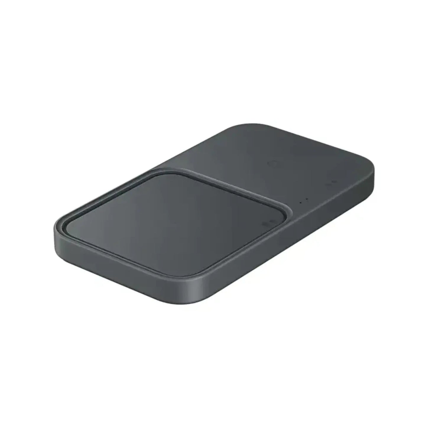 Das Bild zeigt das Samsung EP-P5400 Wireless Charger Pad Duo in Schwarz aus der Seitenansicht.