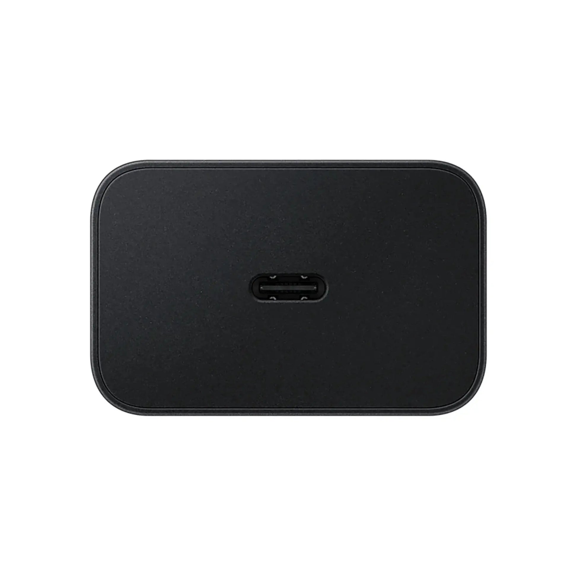 Das Bild zeigt das Samsung EP-T4511N Ladegerät 45W in Schwarz aus der Frontansicht.