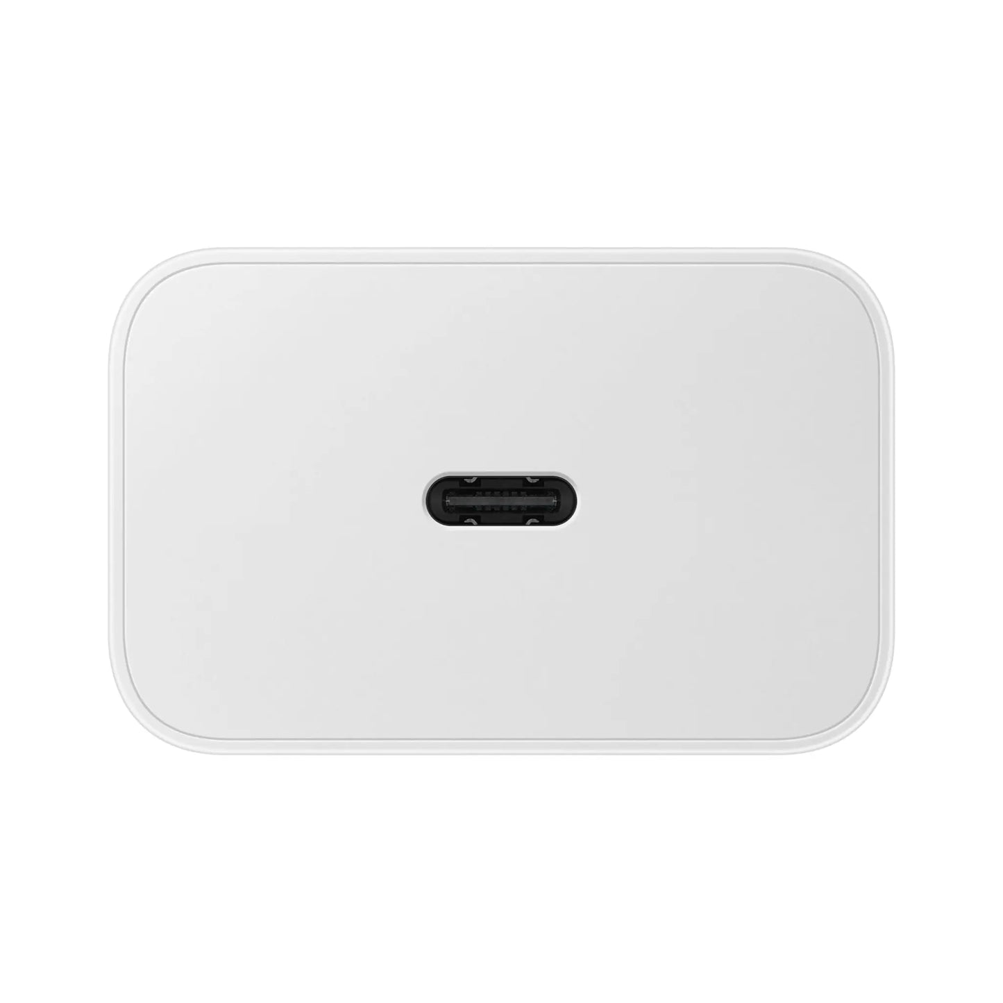 Das Bild zeigt das Samsung EP-T4511N Ladegerät 45W in Weiß aus der Frontansicht.
