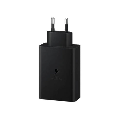 Das Bild zeigt das Samsung EP-T6530 Ladegerät mit 65 W in Schwarz.