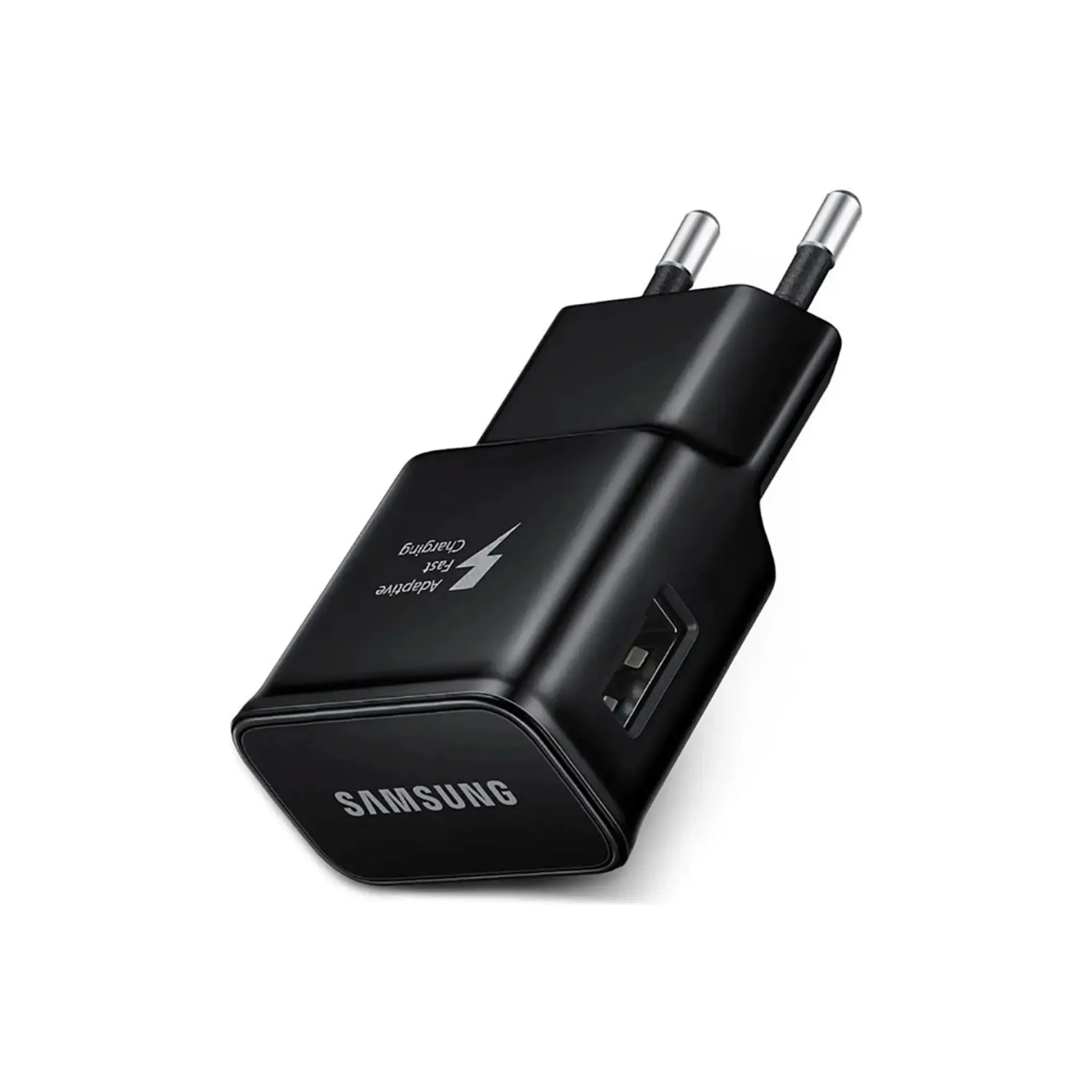 Das Bild zeigt das Samsung EP‑TA200 Ladegerät mit 15 W in Schwarz.