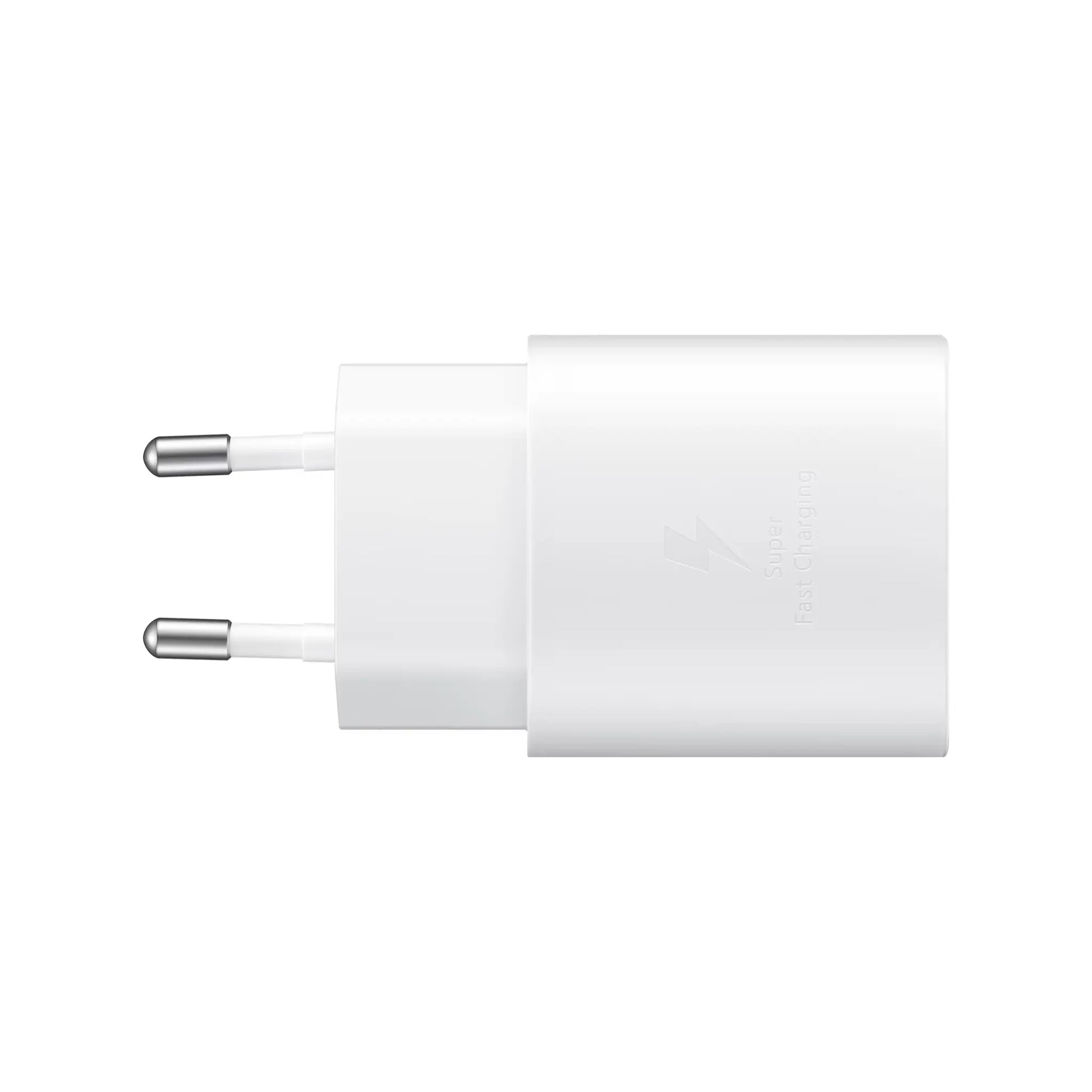 Das Bild zeigt das Samsung EP‑TA800 Ladegerät mit 25 W in Weiß aus der Frontansicht.