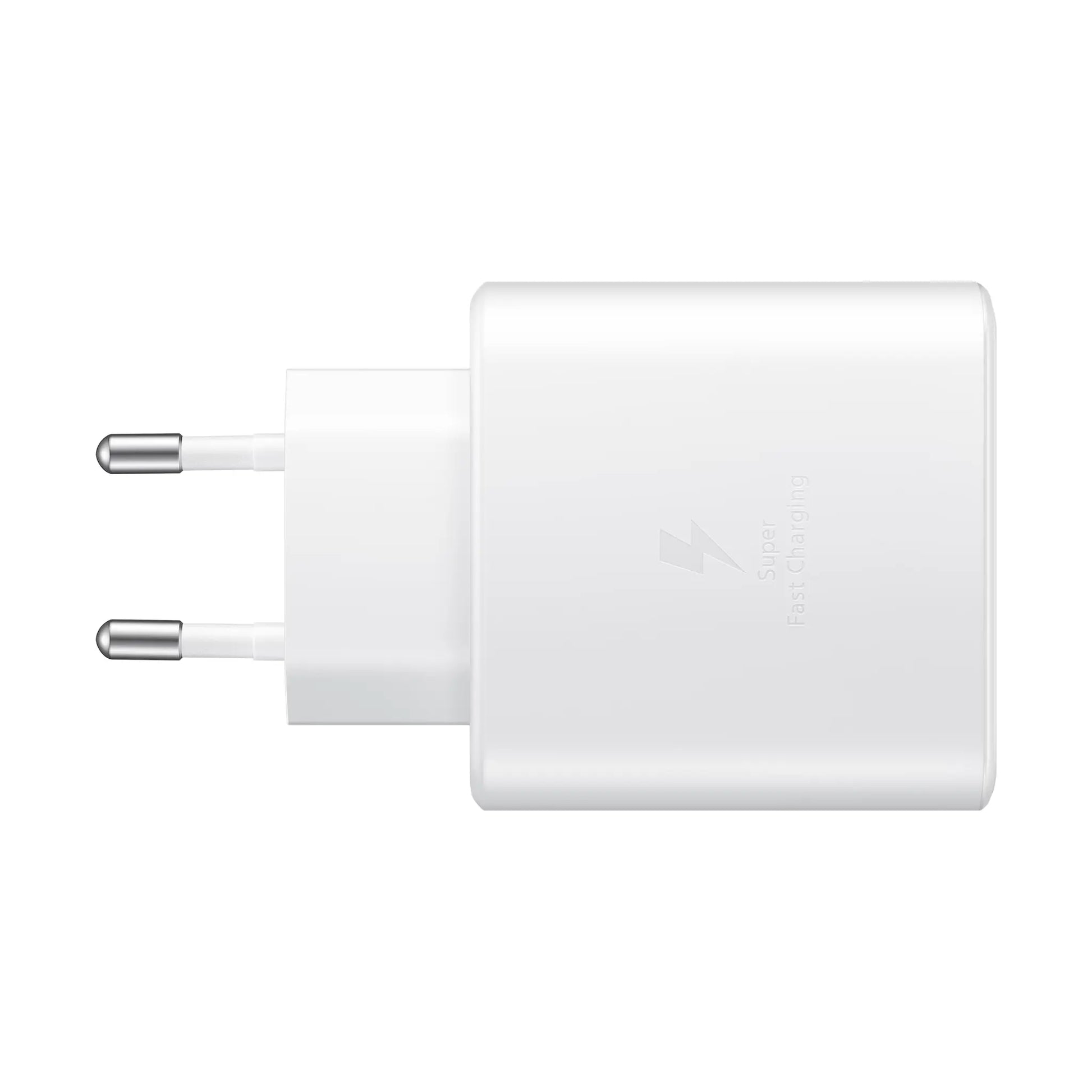 Das Bild zeigt das Samsung EP‑TA845 Ladegerät mit 45 W in Weiß aus der Frontansicht.