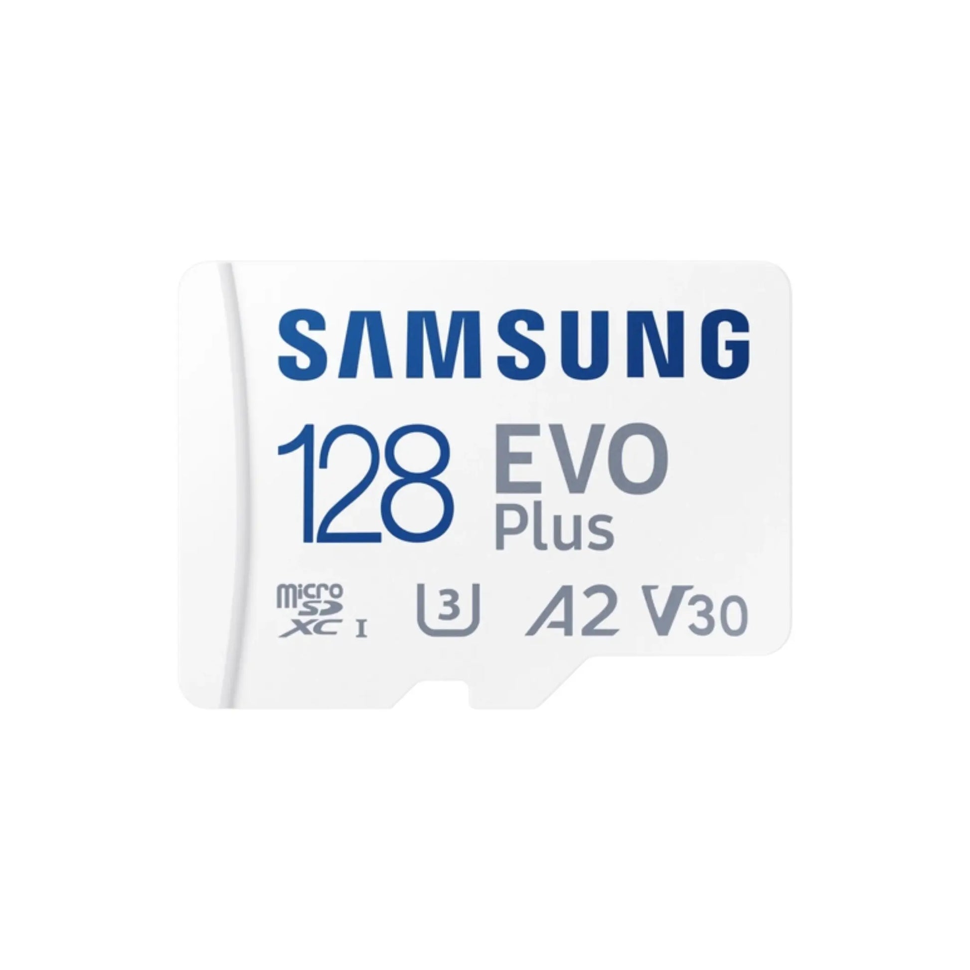 Das Bild zeigt die Samsung EVO Plus microSD UHS-I Speicherkarte mit 512 GB Kapazität in der Frontansicht.