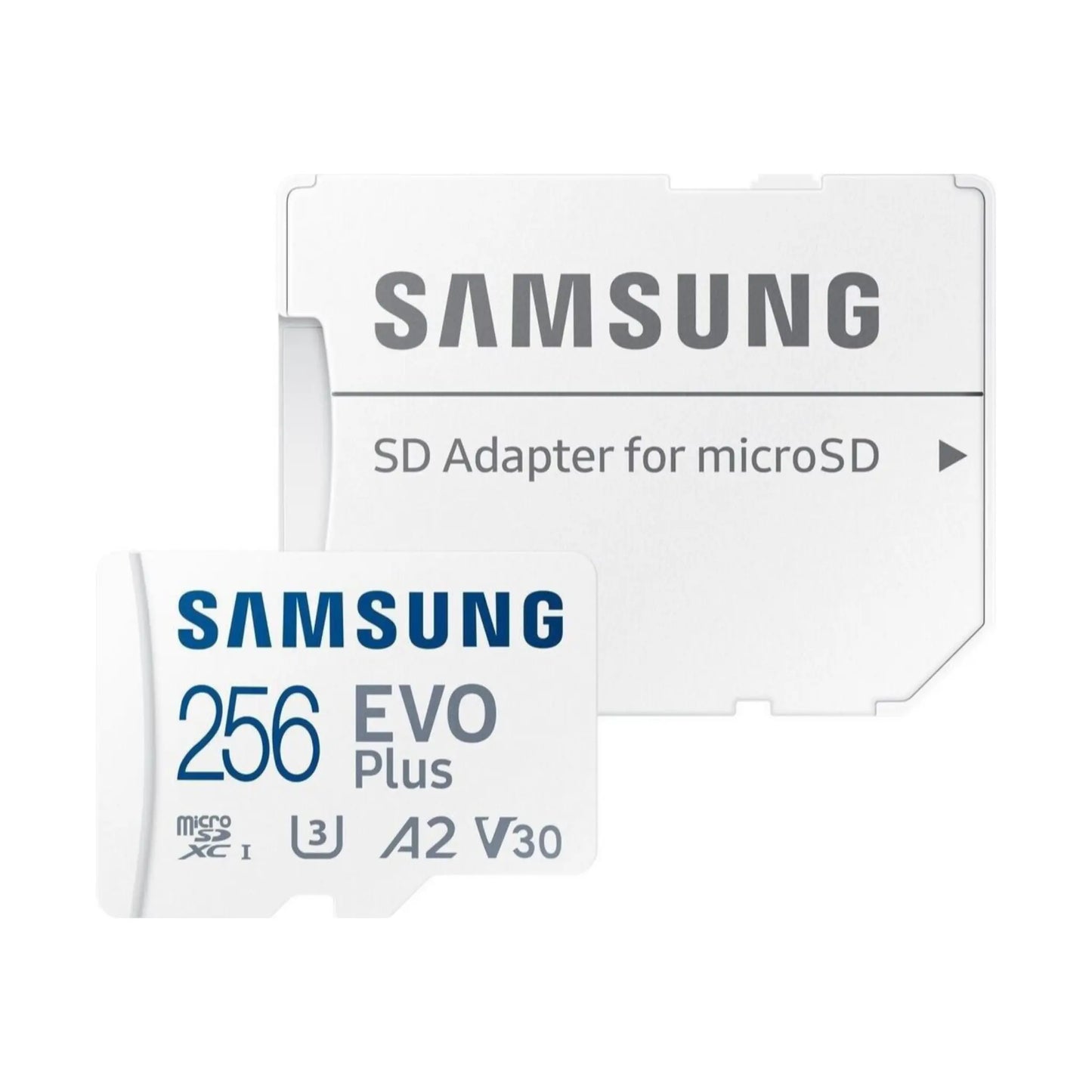 Samsung EVO Plus microSD UHS-I Speicherkarte 256 GB mit Adapter für hohe Geschwindigkeit und Zuverlässigkeit.