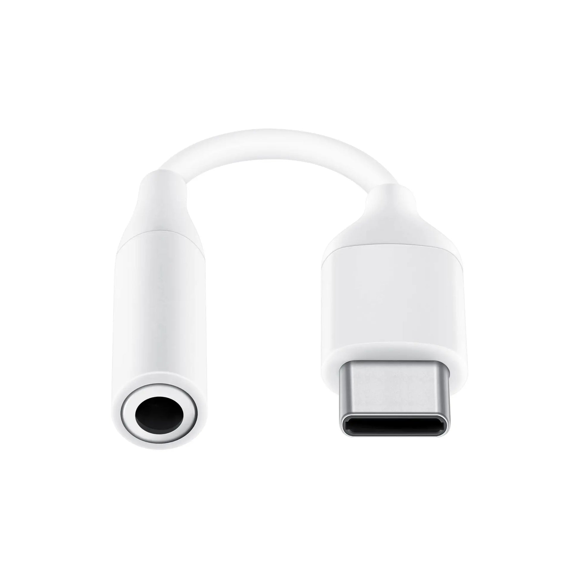 Das Bild zeigt den Samsung USB‑C‑Audio‑Adapter mit 3,5‑mm‑Klinkenstecker in Detailansicht. Es sind beide Steckertypen sichtbar.